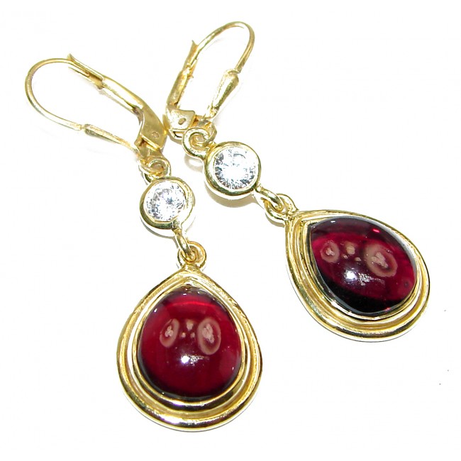 Authentic Garnet Rose 14K Gold Rhodium over .925 Sterling Silver handmade earrings
