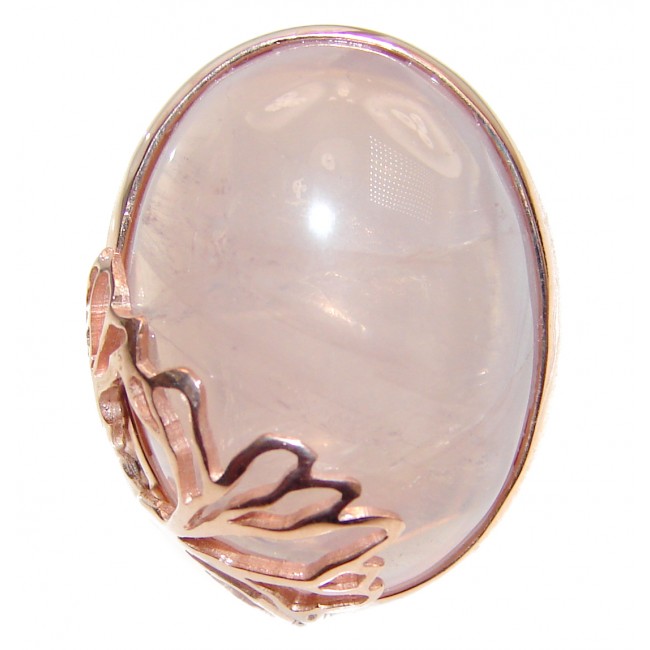 Authentic Rose Quartz 18k Gold over .925 Sterling Silver handcrafted ring s. 8 adjustable