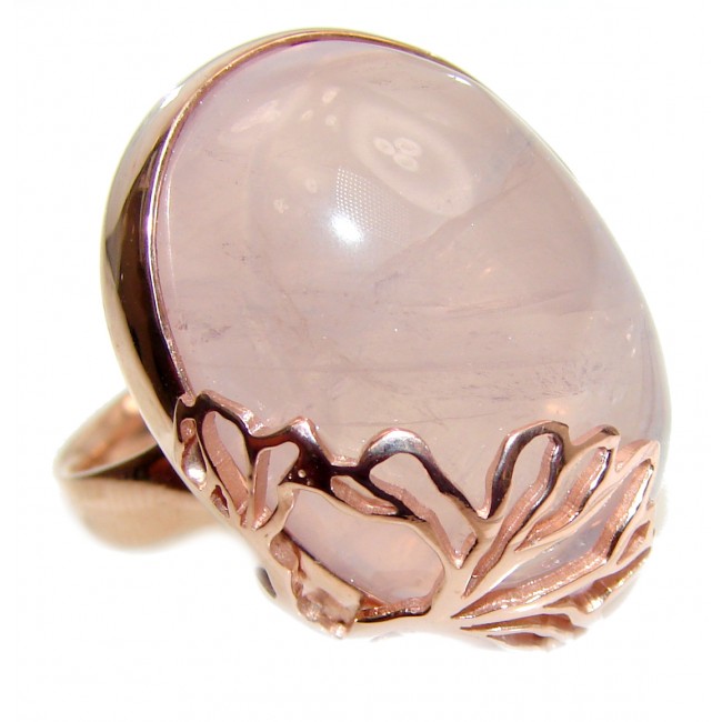 Authentic Rose Quartz 18k Gold over .925 Sterling Silver handcrafted ring s. 8 adjustable