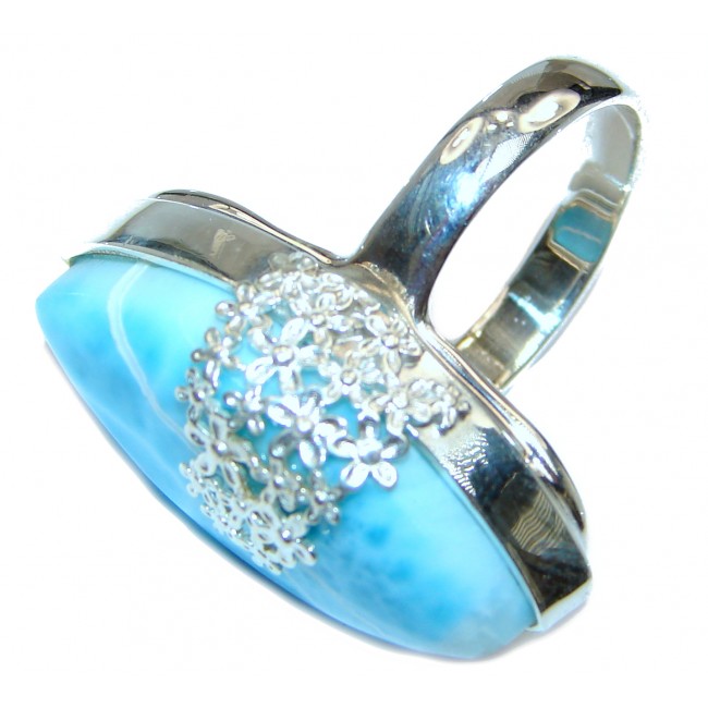 Vintage Design AAAAA QUALITY Natural Larimar .925 Sterling Silver handcrafted Ring s. 8