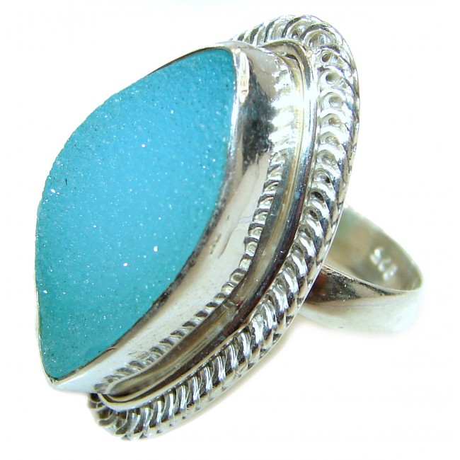 Huge Exotic Druzy Agate Sterling Silver Ring s. 8