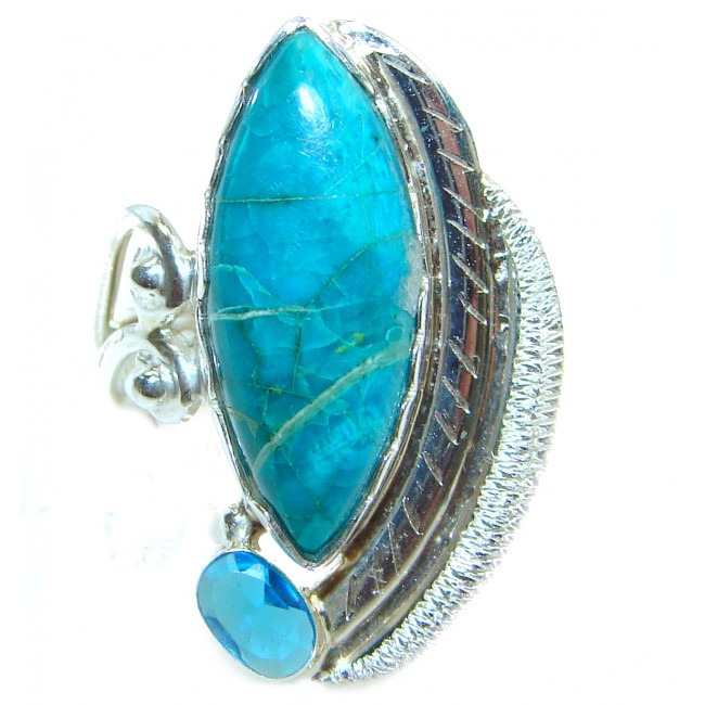 Stone Of Harmony Parrots Wing Chrysocolla .925 Sterling Silver ring s. 7