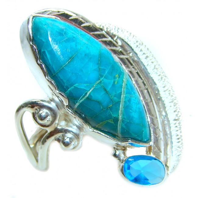 Stone Of Harmony Parrots Wing Chrysocolla .925 Sterling Silver ring s. 7