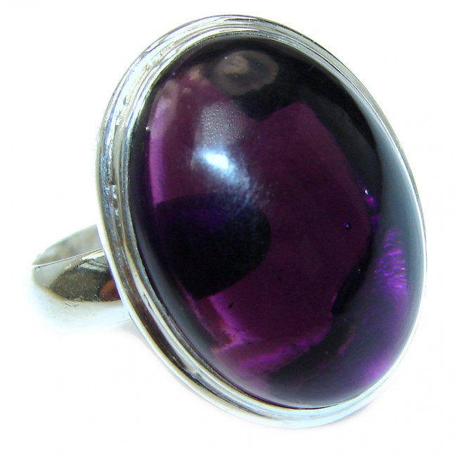 Large Spectacular genuine 68ctw Amethyst .925 Sterling Silver handcrafted Ring size 7 adjustable