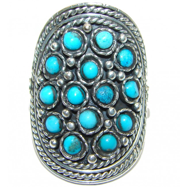 Natural Turquoise .925 Sterling Silver handmade ring s. 8 1/2