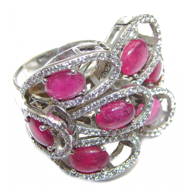 Royal quality Authentic Ruby White Topaz .925 Sterling Silver Statement ring size 7 3/4