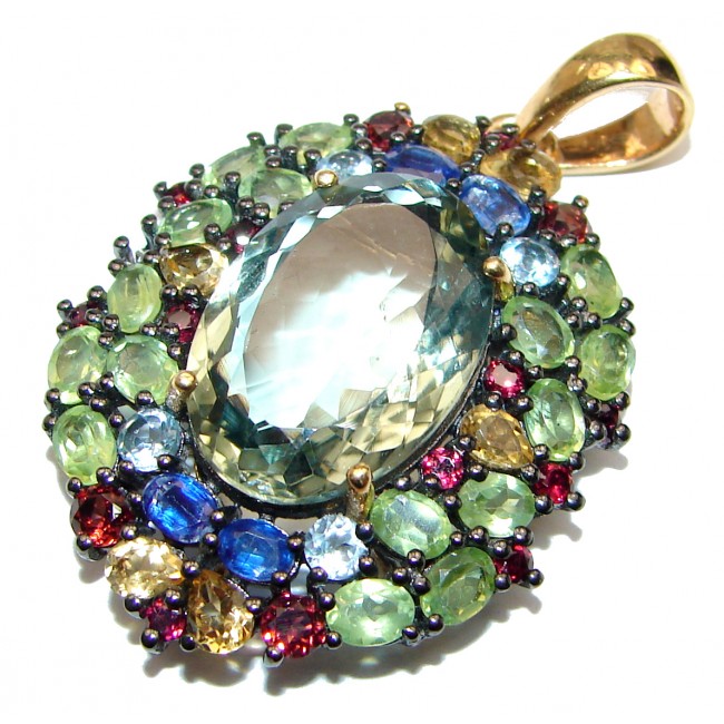 Spectacular Green Amethyst 18K Gold over .925 Sterling Silver handcrafted pendant