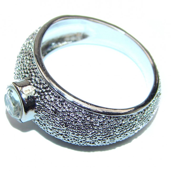 Fancy White Topaz .925 Sterling Silver handmade Ring s. 9