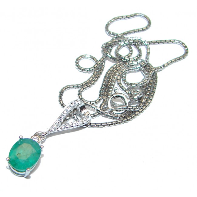 Touch Of Life COLOMBIAN Green Emerlad .925 Sterling Silver handmade necklace