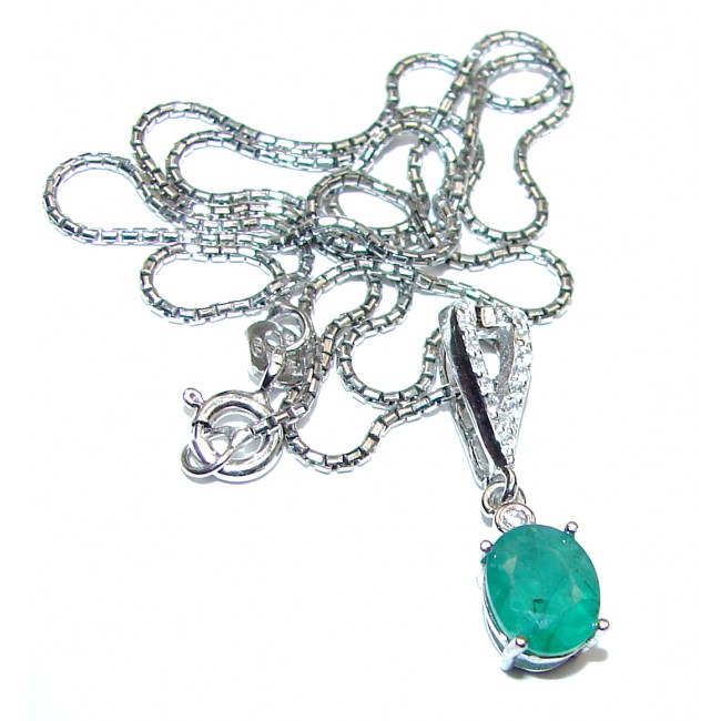 Touch Of Life COLOMBIAN Green Emerlad .925 Sterling Silver handmade necklace