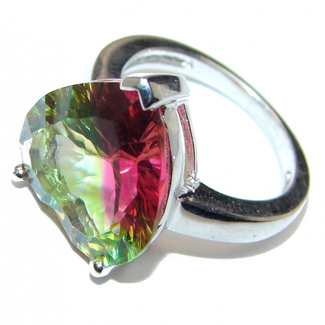 Spectacular Natural Tourmaline .925 Sterling Silver handcrafted ring size 6 3/4