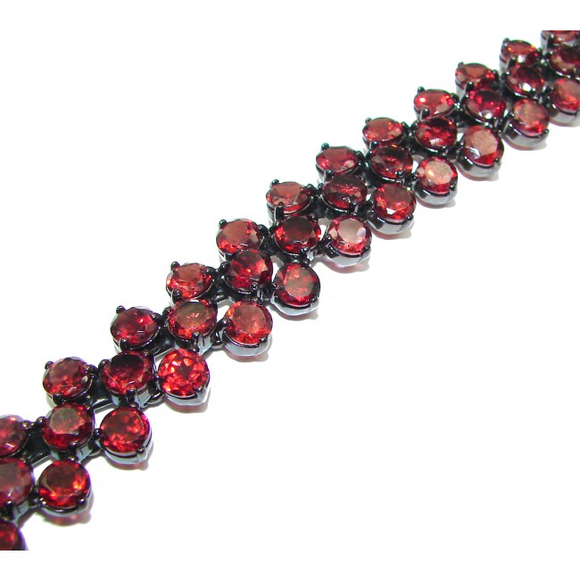 Victorian Style Authentic Garnet black rhodium over .925 Sterling Silver handcrafted Bracelet