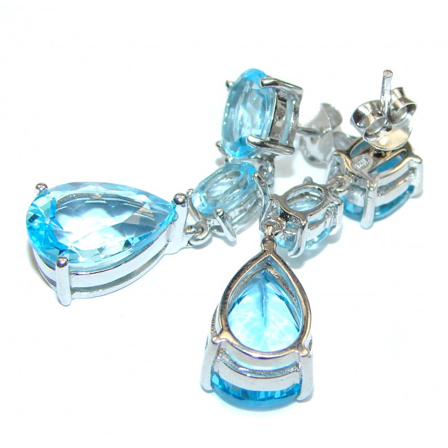 Great Swiss Blue Topaz .925 Sterling Silver handcrafted earrings