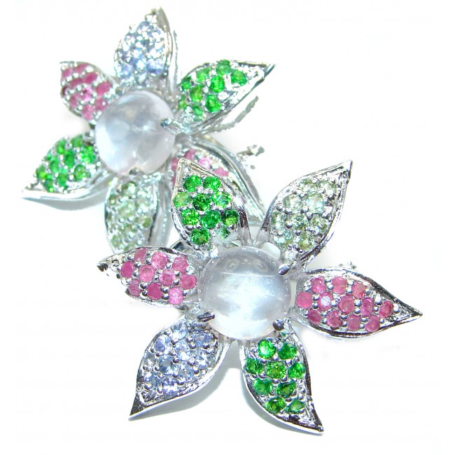 Margherita Precious Rose Quartz .925 Sterling Silver entirely handmade earrings