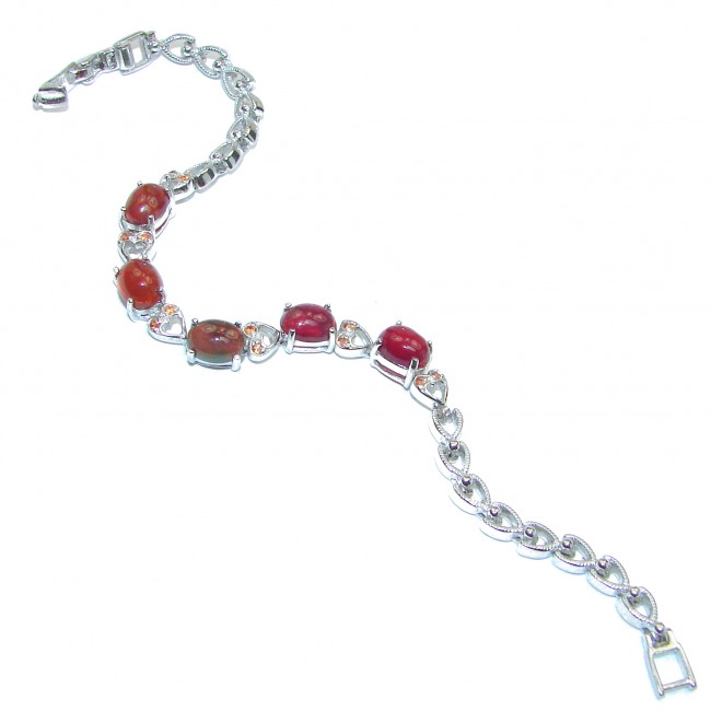 Authentic Red Ruby 18K Gold over .925 Sterling Silver handcrafted Bracelet