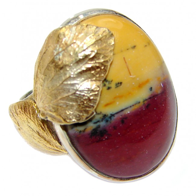 Large Flawless Australian Bracciated Mookaite .925 Sterling Silver Ring size 7 adjustable