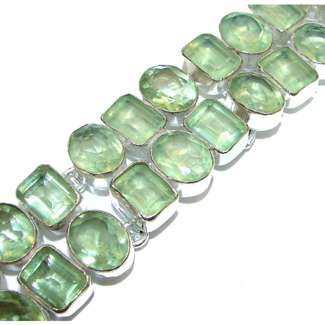 Large Exclusive Green Quartz Sterling Silver handcrafted Bracelet