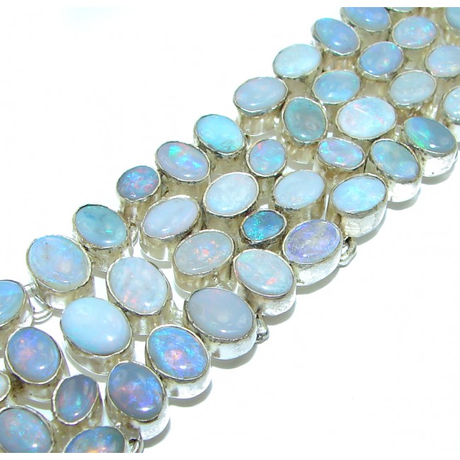Angel Blue precious Australian Doublet Opal .925 Sterling Silver handcrafted Bracelet
