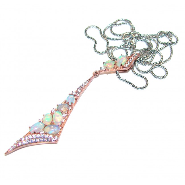 Exclusive Ethiopian Fire Opal Rose Gold over .925 Sterling Silver handmade Necklaces