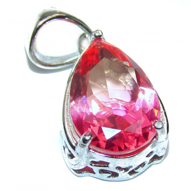 Deluxe Pear cut pink Topaz .925 Sterling Silver handmade Pendant