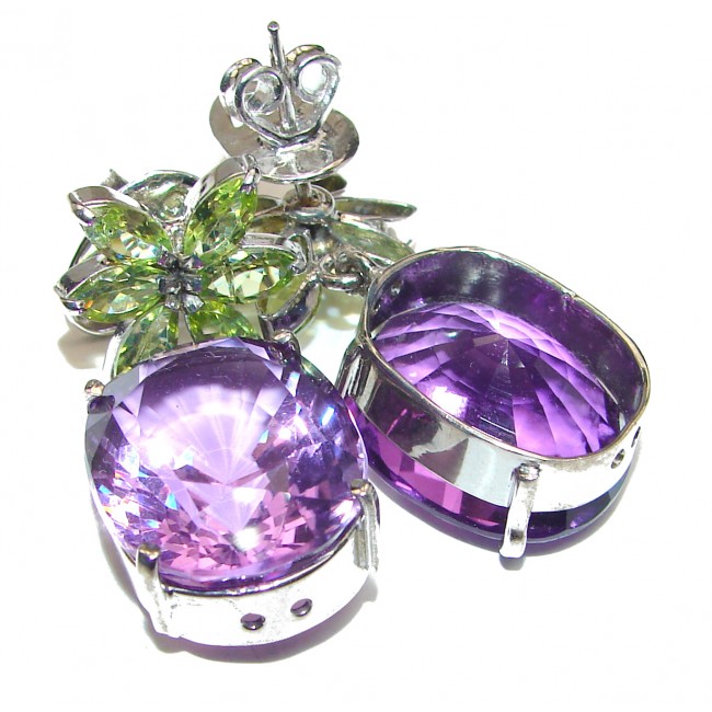 Luxurious Authentic 112ctw Amethyst Stunners .925 Sterling Silver handmade earrings