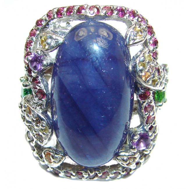 Chunky Authentic 55ctw Tanzanite .925 Sterling Silver handmade Ring s. 8 1/2