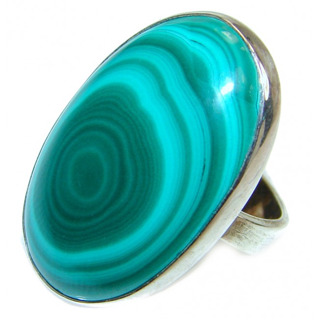 Natural Sublime quality Malachite .925 Sterling Silver handcrafted ring size 7 3/4