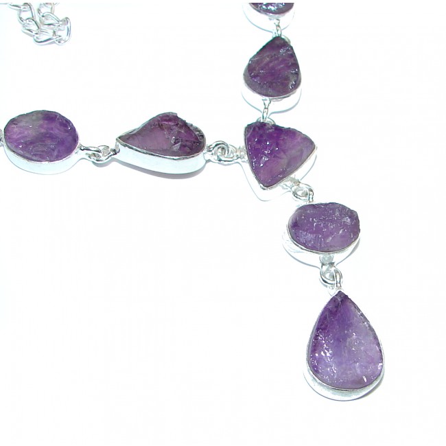 Great genuine rough Amethyst .925 Sterling Silver handmade Necklace