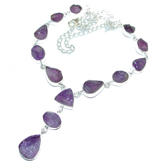Great genuine rough Amethyst .925 Sterling Silver handmade Necklace