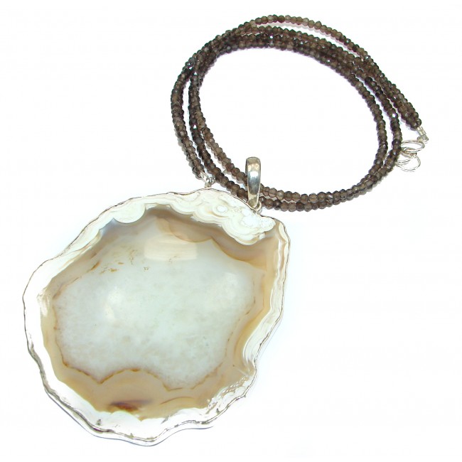 Unique Design genuine Botswana Agate .925 Sterling Silver handcrafted necklace