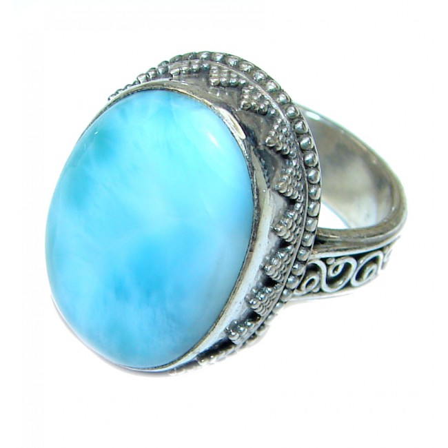 Vintage Design Best QUALITY Dominican Republic Larimar .925 Sterling Silver handcrafted Ring s. 6