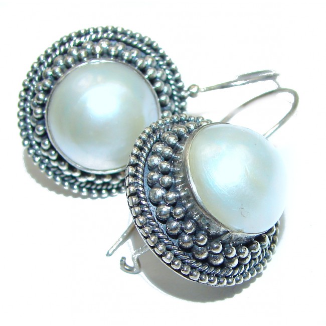 Huge Beauty fresh water Pearl .925 Sterling Silver handmade earrings