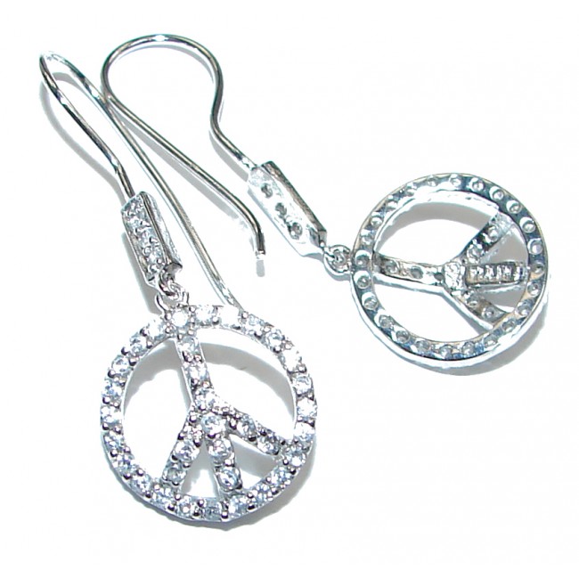 Peace White Topaz .925 Sterling Silver handcrafted earrings