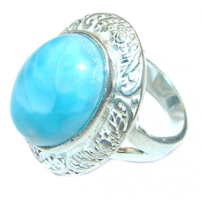 Vintage Design Best QUALITY Dominican Republic Larimar .925 Sterling Silver handcrafted Ring s. 8 3/4