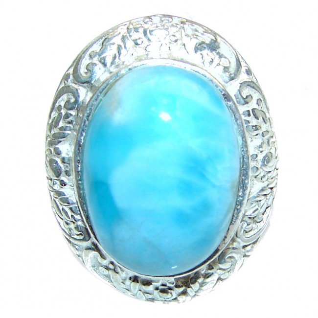 Vintage Design Best QUALITY Dominican Republic Larimar .925 Sterling Silver handcrafted Ring s. 8 3/4
