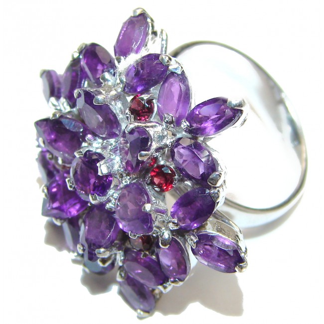 Spectacular Natural Amethyst .925 Sterling Silver handcrafted ring size 8