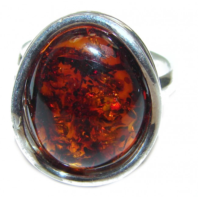 Vintage Design Baltic Amber .925 Sterling Silver handcrafted Ring s. 9 1/4