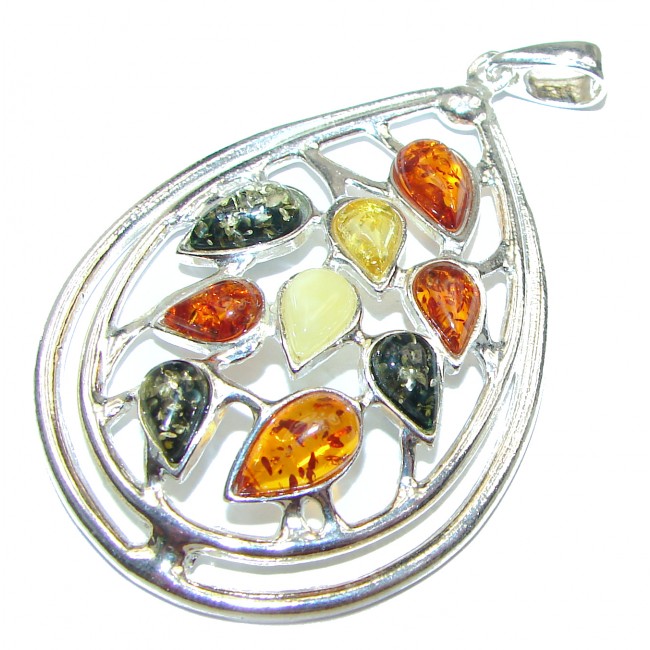 Perfect Rose Baltic Amber .925 Sterling Silver handcrafted Pendant