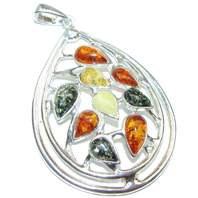 Perfect Rose Baltic Amber .925 Sterling Silver handcrafted Pendant