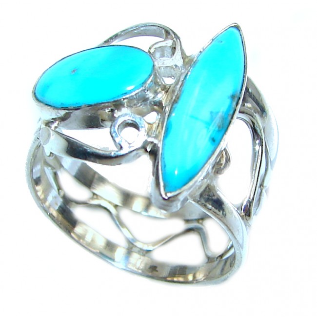 Natural Sleeping Beauty Turquoise .925 Sterling Silver handcrafted Ring s. 9