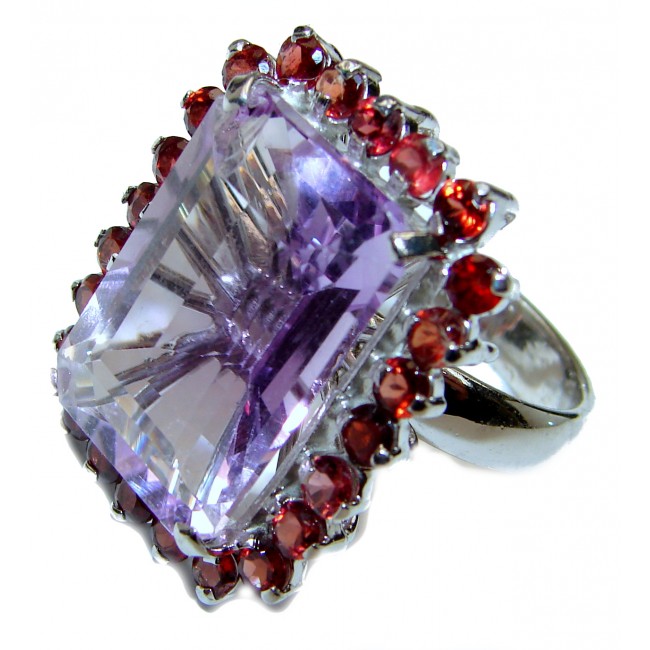 Large Spectacular Pink Amethyst .925 Sterling Silver handcrafted ring size 8