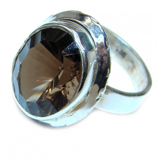 Authentic Smoky Quartz .925 Sterling Silver handcrafted ring s. 7
