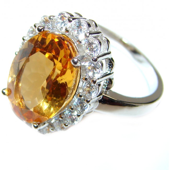 Vintage Style oval cut Citrine .925 Sterling Silver handmade Cocktail Ring s. 8