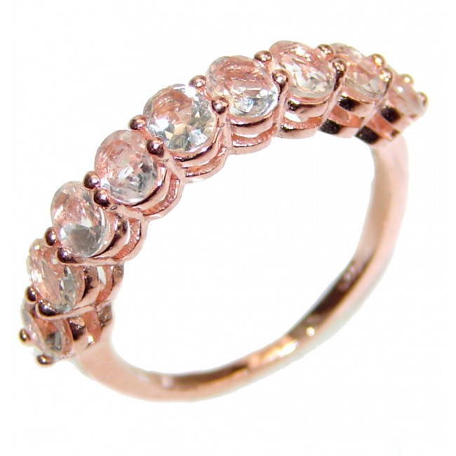 Exceptional Morganite 14K Rose Gold over .925 Sterling Silver handcrafted ring s. 5 3/4