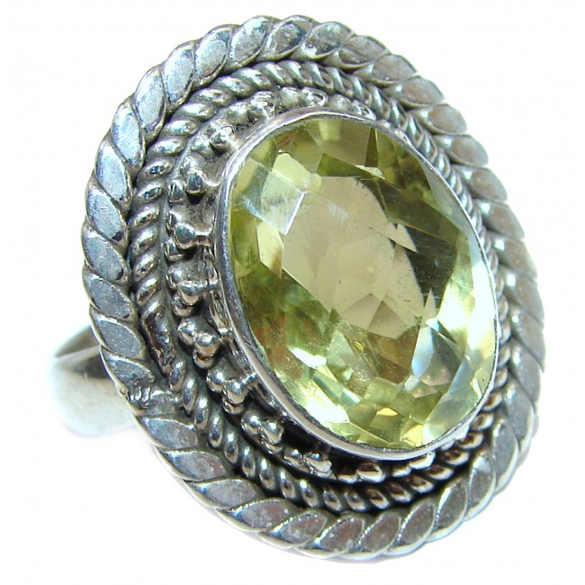 Vintage Style Natural Citrine .925 Sterling Silver handcrafted Ring s. 8 1/4