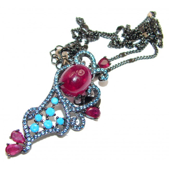 Royal quality authentic Ruby black rhodium .925 Sterling Silver necklace