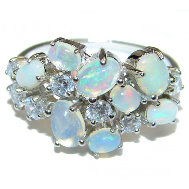 Fancy Ethiopian Opal .925 Sterling Silver handcrafted ring size 9 1/4