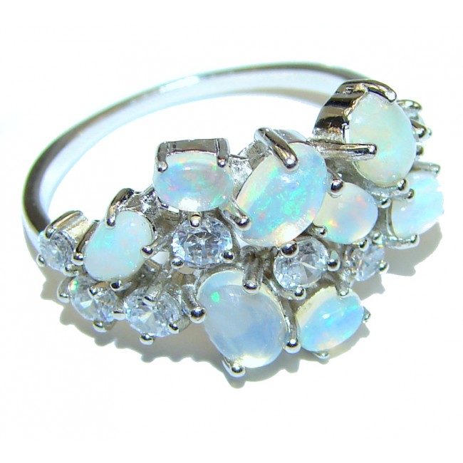 Fancy Ethiopian Opal .925 Sterling Silver handcrafted ring size 9 1/4
