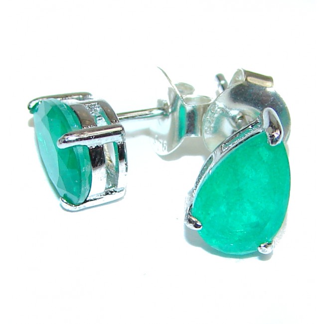 Fancy Style Emerald .925 Sterling Silver earrings