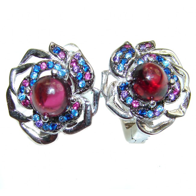 Authentic Ruby Tanzanite .925 Sterling Silver handmade earrings